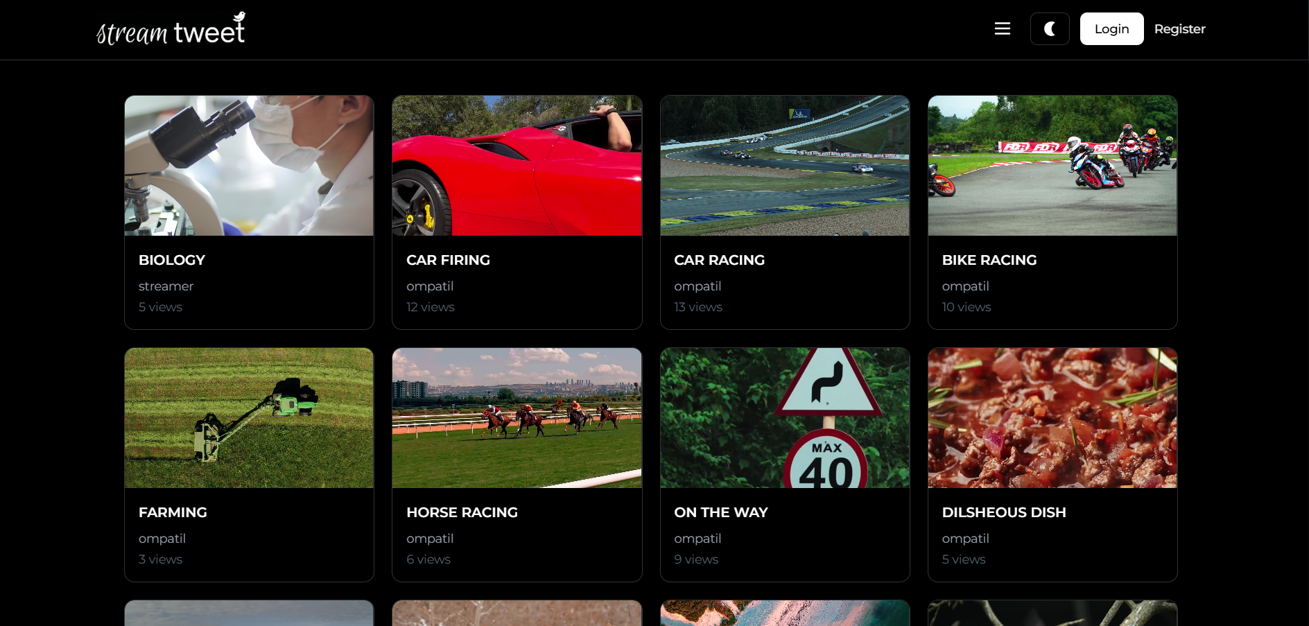 StreamTweet · Video Streaming Platform